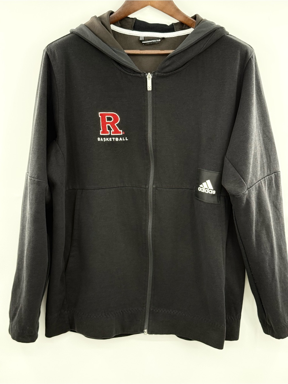 Adidas Rutgers Scarlet Knights Basketball Full Zip Hoodie Jacket Black Men’s XL